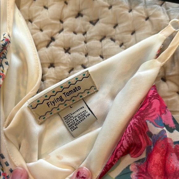 Floral Maxi Dress with Red and Green Accents - Picture 3 of 3